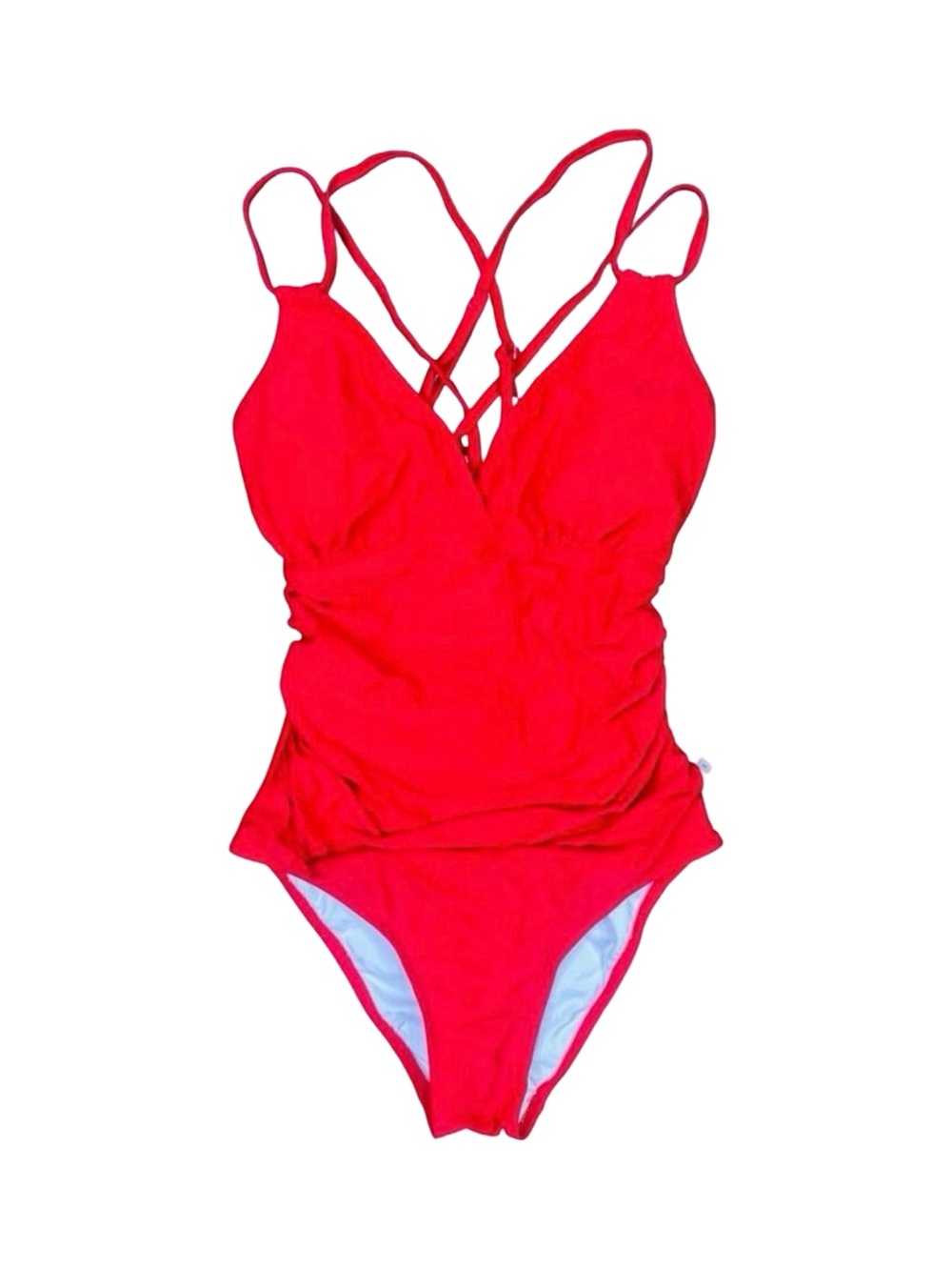 Charmo Tummy Control One-Piece Ruched Swimsuit - Red - Size Small
